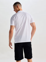 White Mercerised Cotton Zip Polo T-Shirt