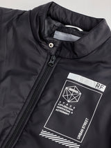 Black Chest Print Bomber Jacket
