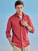 Red Knitted Stretch Urban Shirt