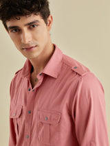 Rose Pink Twill Cargo Shirt