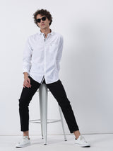 White Solid Long Sleeve Casual Shirt