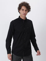 Black Plain Long Sleeve Casual Shirt