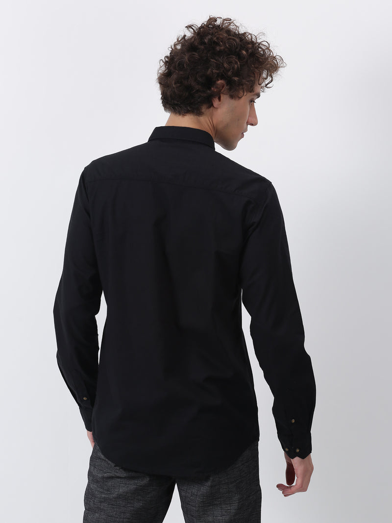 Black Plain Long Sleeve Casual Shirt