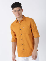 Yellow Solid Long Sleeve Casual Shirt