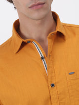 Yellow Solid Short Sleeve Casual Shirt