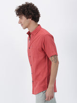 Dk Red Solid Short Sleeve Casual Shirt