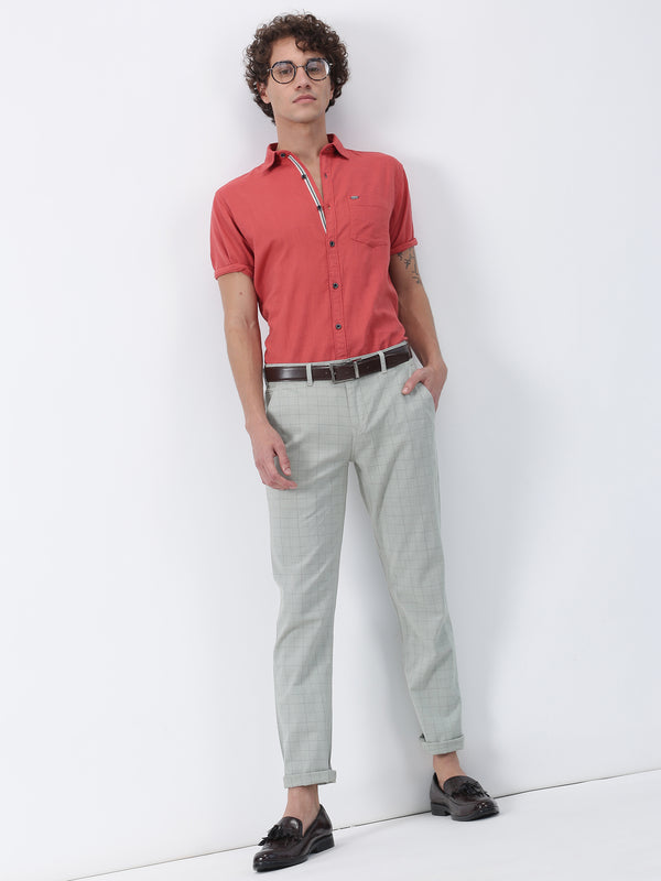 Dk Red Plain Short Sleeve Casual Shirt