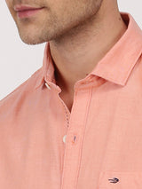 Orange Solid Short Sleeve Casual Shirt