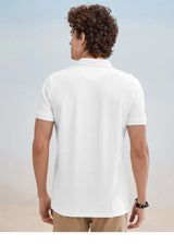 White Solid Short Sleeve Casual Polo T-Shirt