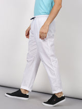 White Solid Casual Track Pant