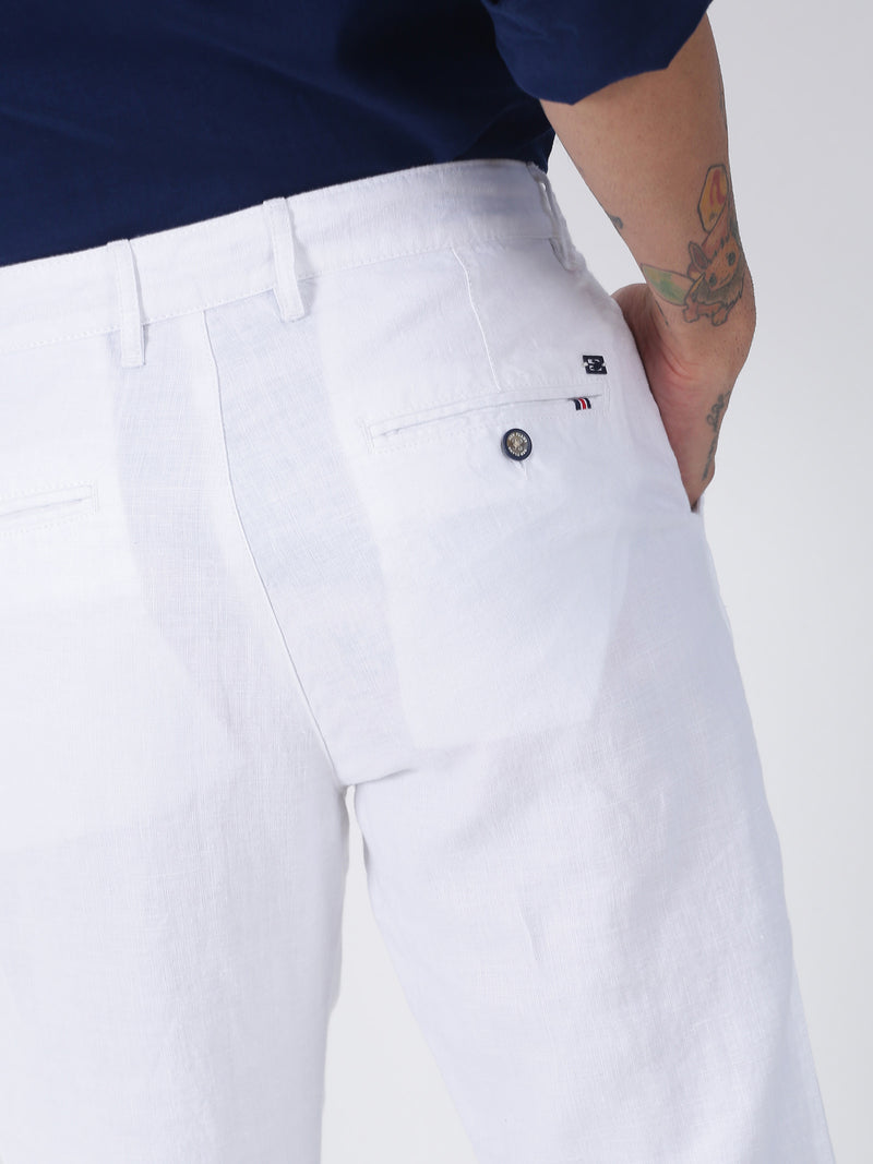 White Solid Slim Fit Trouser