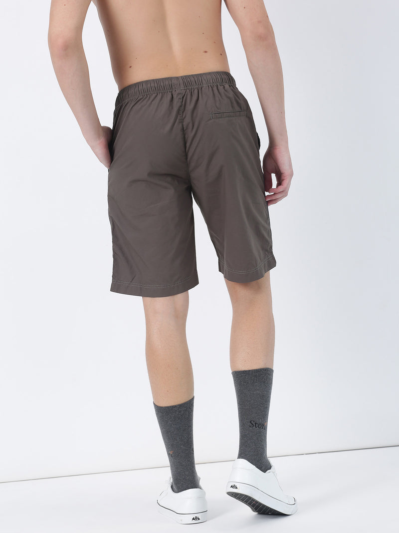 Olive Solid Casual Short