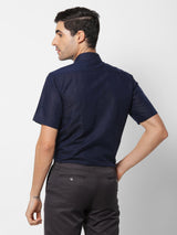 Navy Linen Solid Formal Shirt