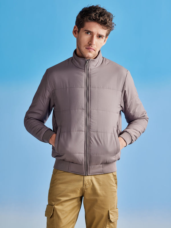 Grey Quilted Packable Jacket