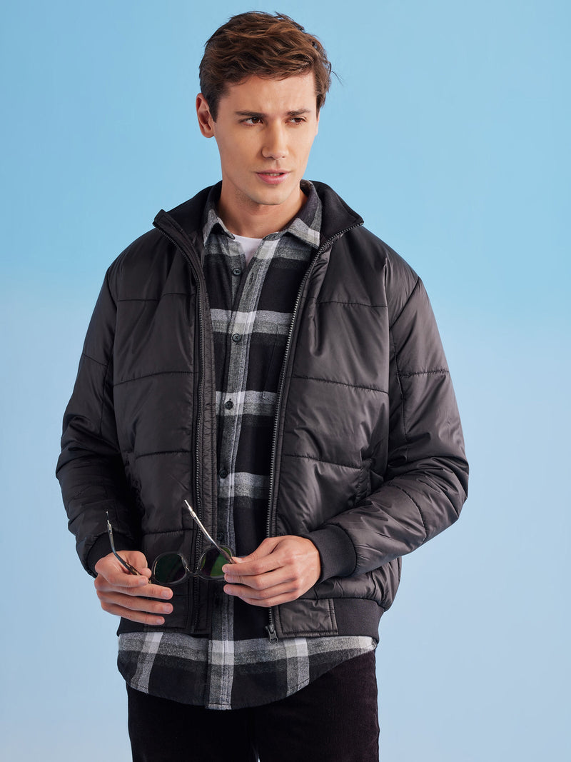 Black Quilted Packable Jacket