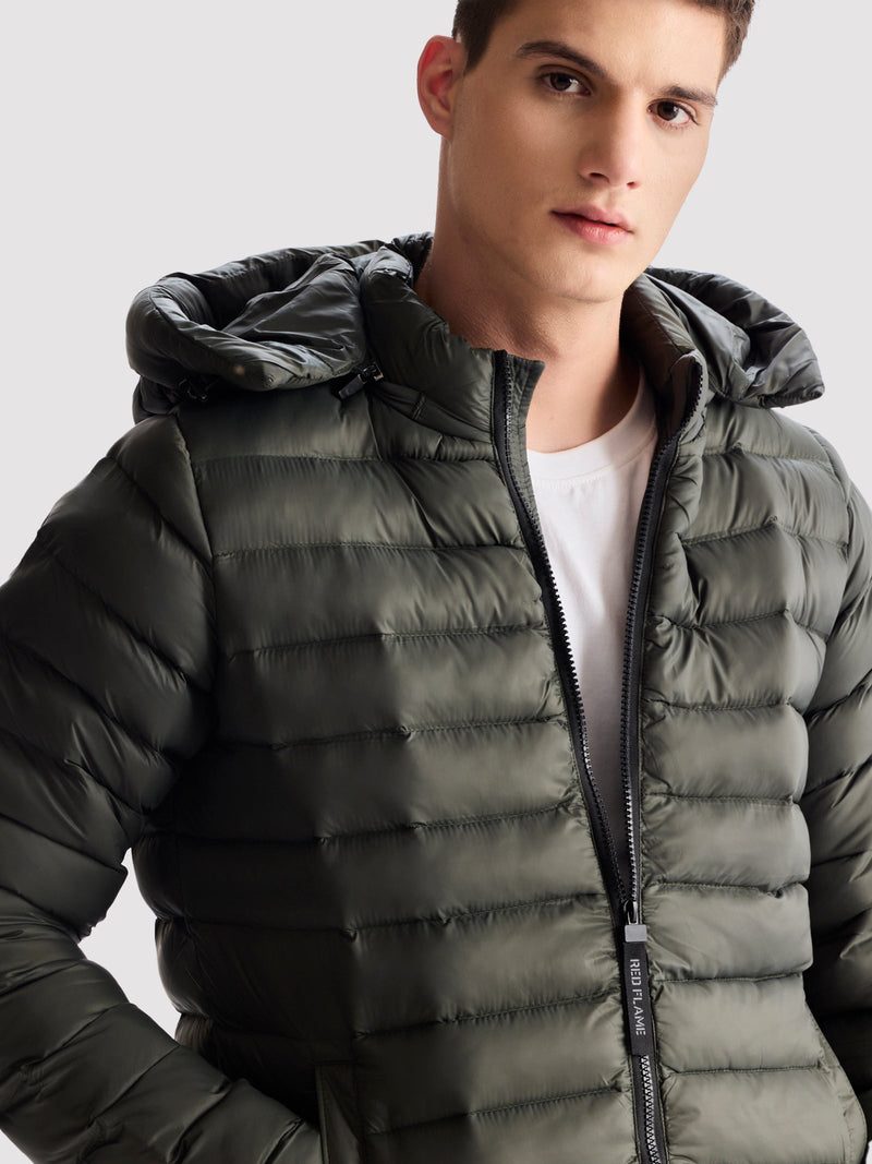 Olive Hooded Puffer Jacket