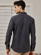 Dark Grey Silky Denim Shirt