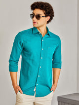 Green Solid Linen Shirt