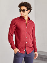 Maroon Solid Linen Shirt