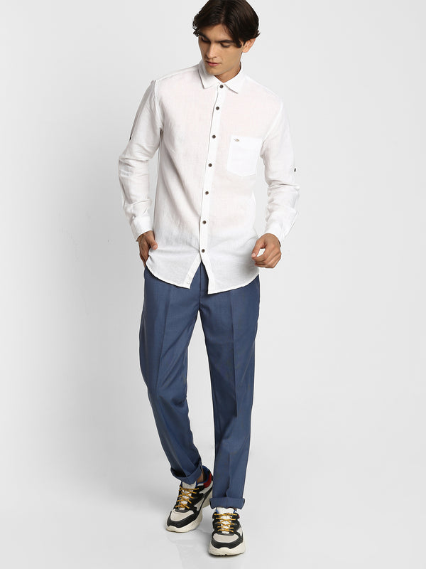 White Plain Linen Casual Shirt