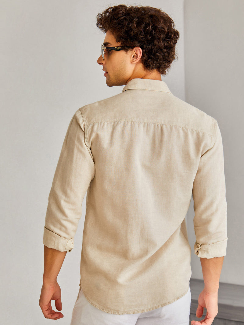Light Grey Solid Linen Shirt