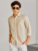Light Grey Solid Linen Shirt