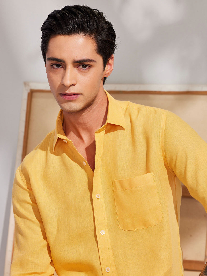 Yellow Pure Linen Shirt