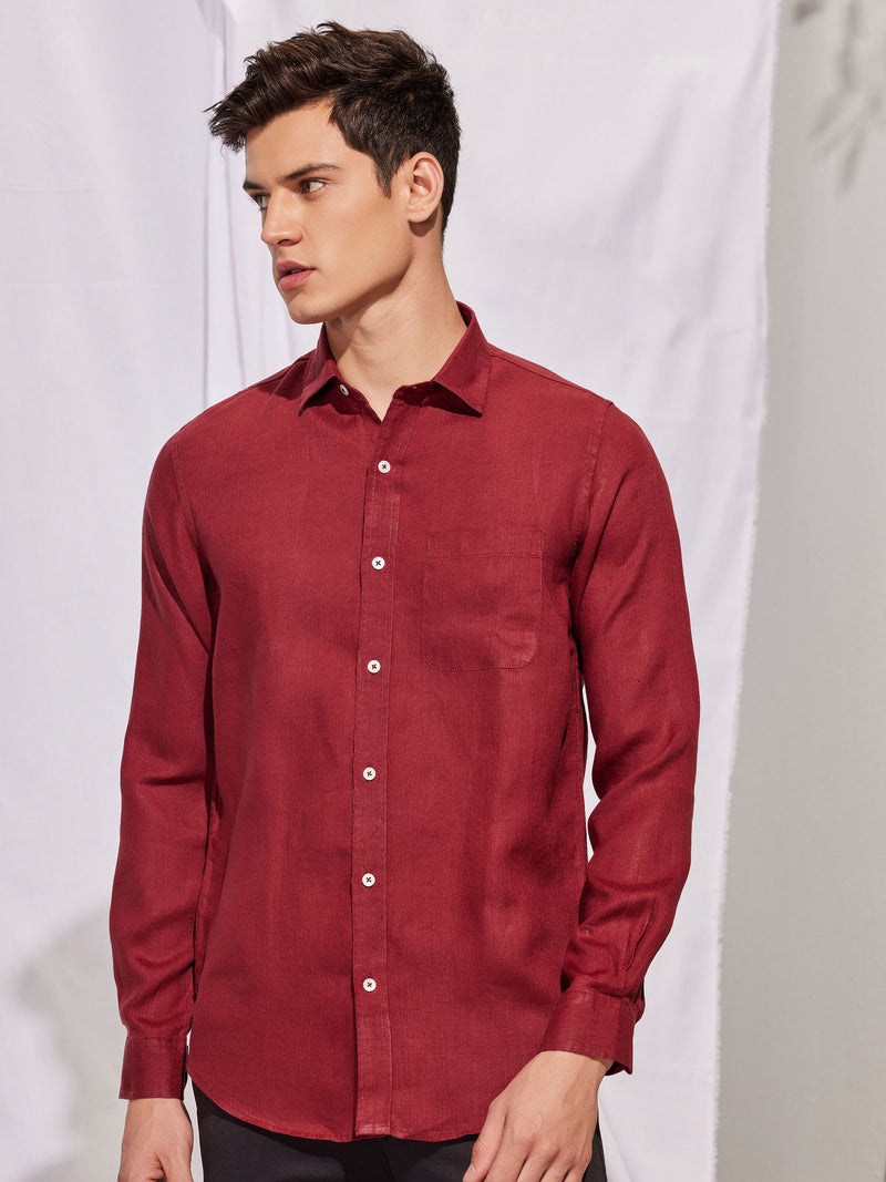 Maroon Royal Linen Shirt