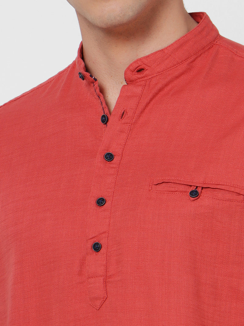 Red Solid Casual Kurta