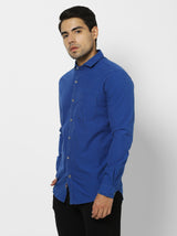 Blue Solid Casual Shirt