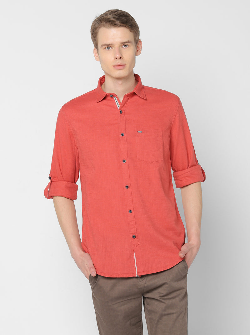 Red Solid Casual Shirt