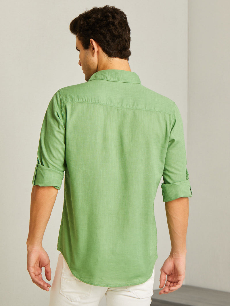 Green Plain Dobby Shirt