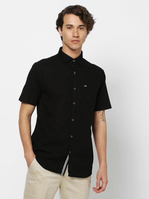 Black Plain Casual Shirt