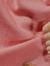 Pink Textured Short Sleeve Kurta