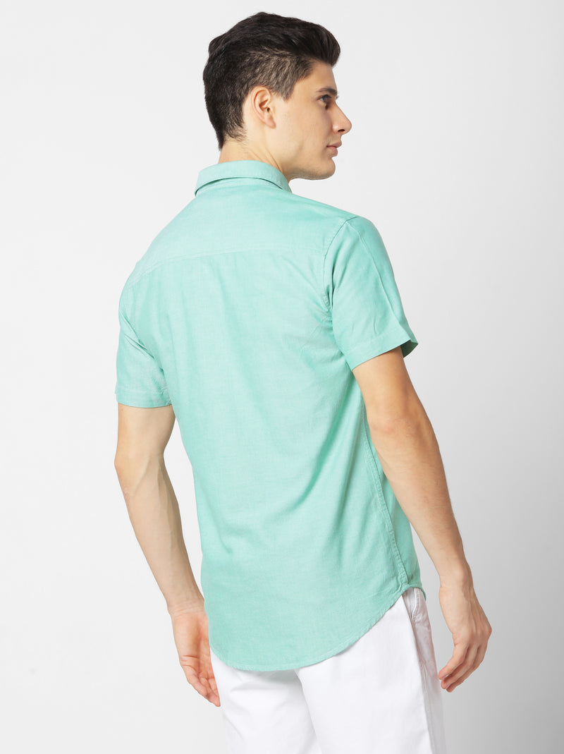 Green Solid Casual Shirt