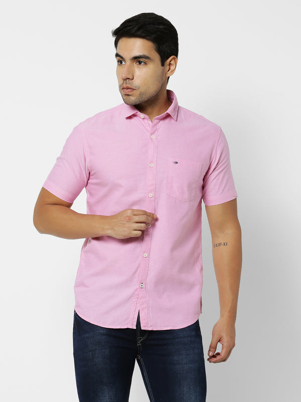Pink Plain Casual Shirt