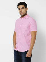 Pink Solid Casual Shirt