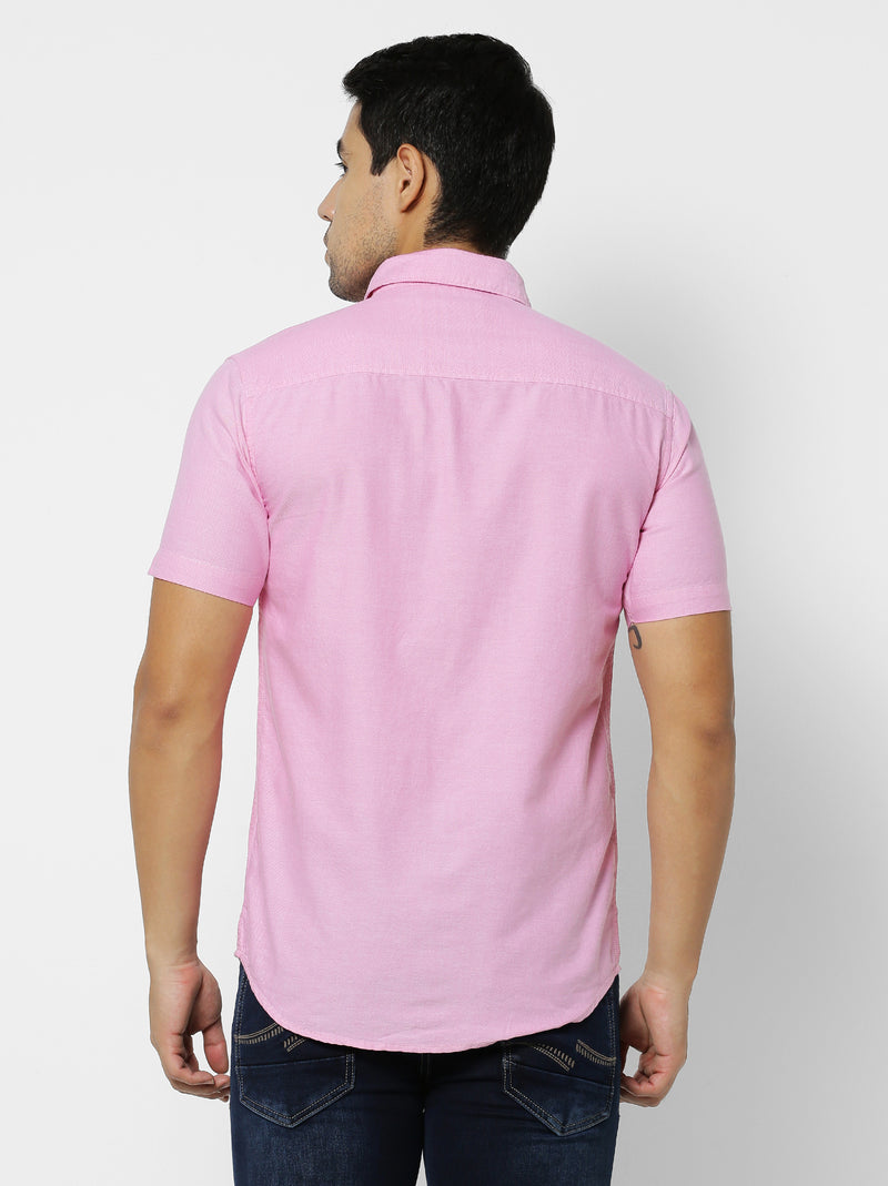 Pink Solid Casual Shirt
