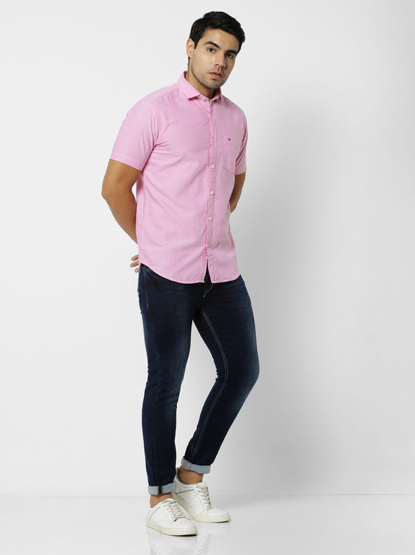 Pink Plain Casual Shirt