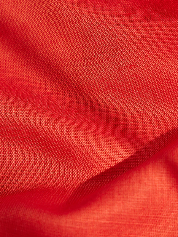 Orange Solid Linen Kurta