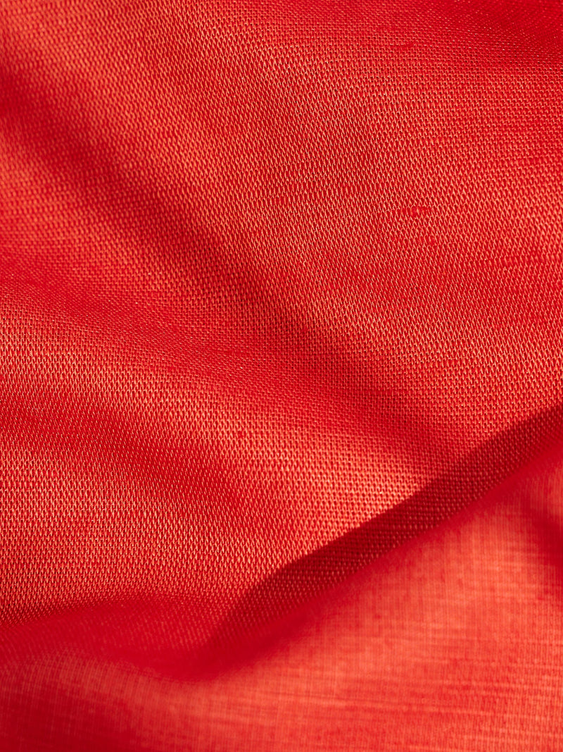 Orange Plain Linen Kurta