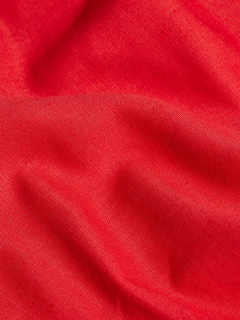 Red Plain Linen Kurta
