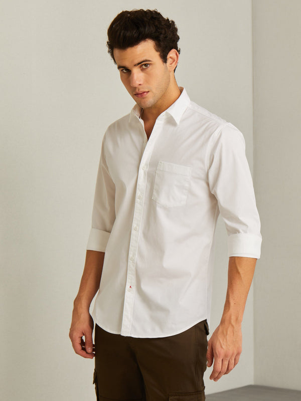 White Plain Stretch Twill Shirt