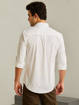 White Solid Stretch Twill Shirt