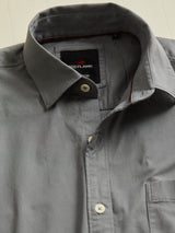 Grey Plain Stretch Twill Shirt