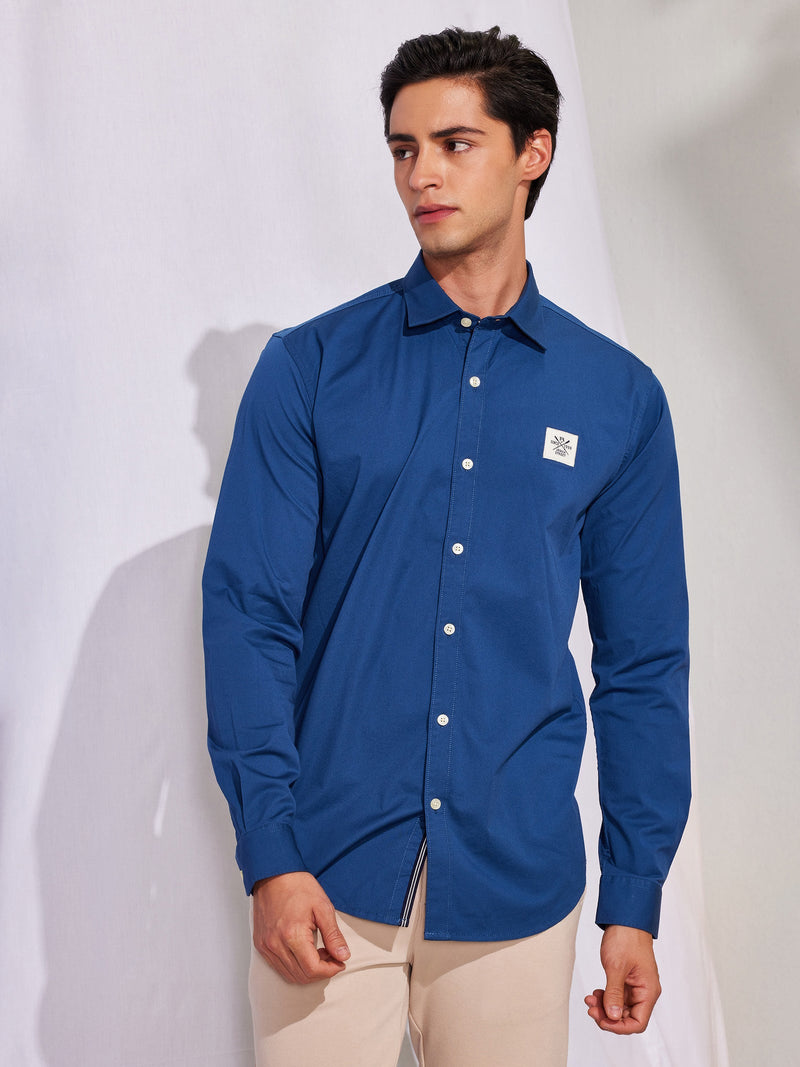 Blue Stretch Twill Shirt