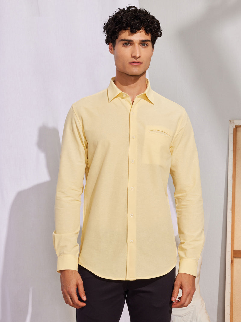 Yellow Plain Casual Shirt