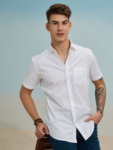 White Solid Stretch Shirt