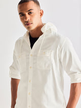 White Hooded Denim Shirt
