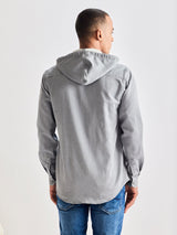 Grey Hooded Denim Shirt